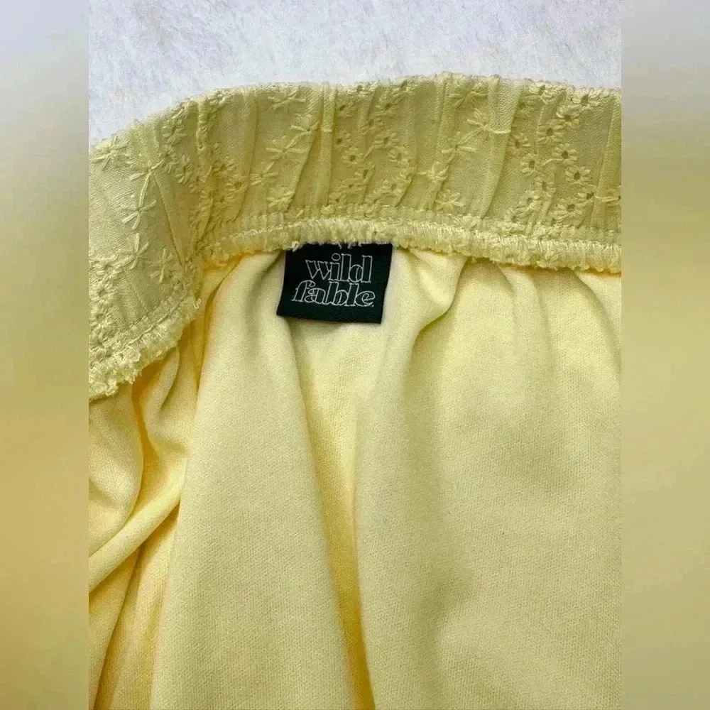 Women’s Skirt Tiered Ruffled Eyelet Yellow Elastic Waist WILD FABLE choose size - Picture 5 of 9